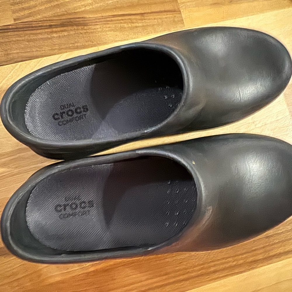 Crocs Dual Comfort Womens Black Rubber Slip Resist Work Clogs